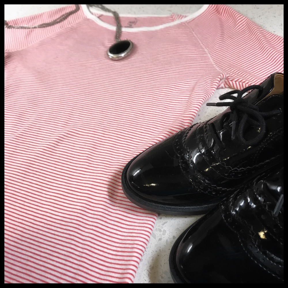 Red and White Striped 3/4 Sleeve Top BUNDLE ONLY